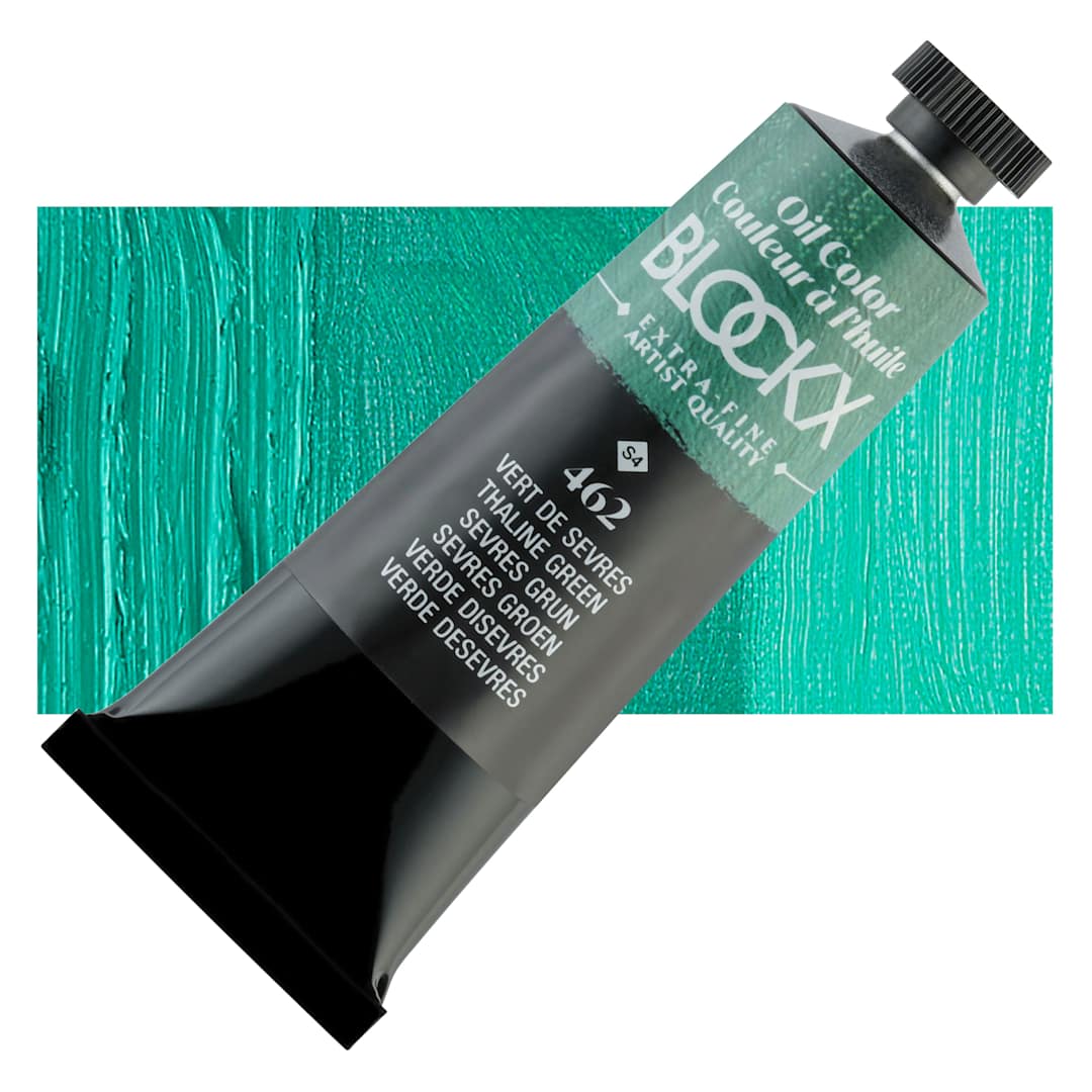 Open in modal - Blockx Artist Oil Color - Thaline Green, 35 ml tube and swatch