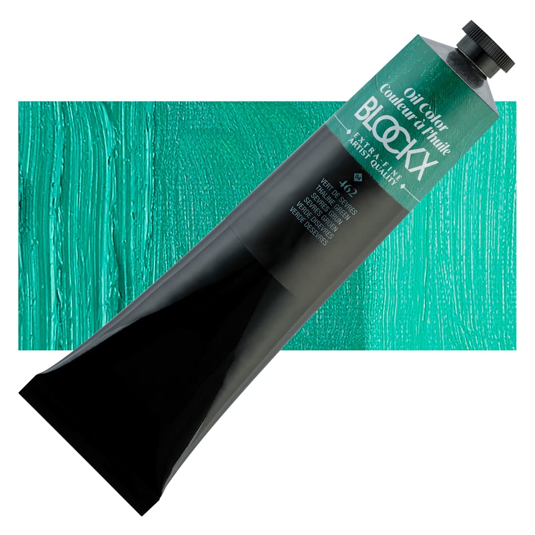 Open in modal - Blockx Artist Oil Color - Thaline Green, 200 ml tube and swatch