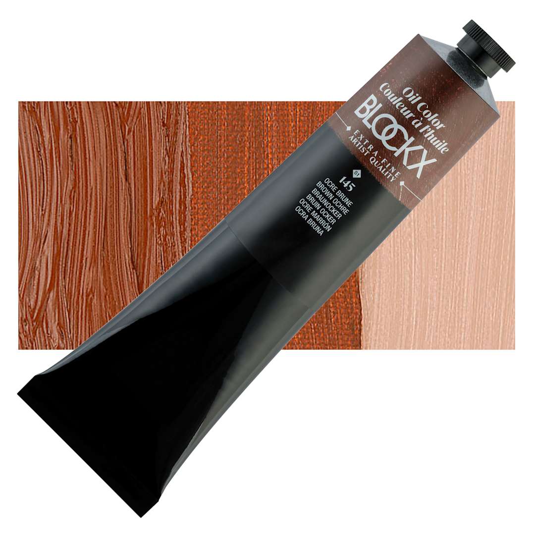 Open in modal - Blockx Artist Oil Color - Brown Ochre, 200 ml Tube and swatch