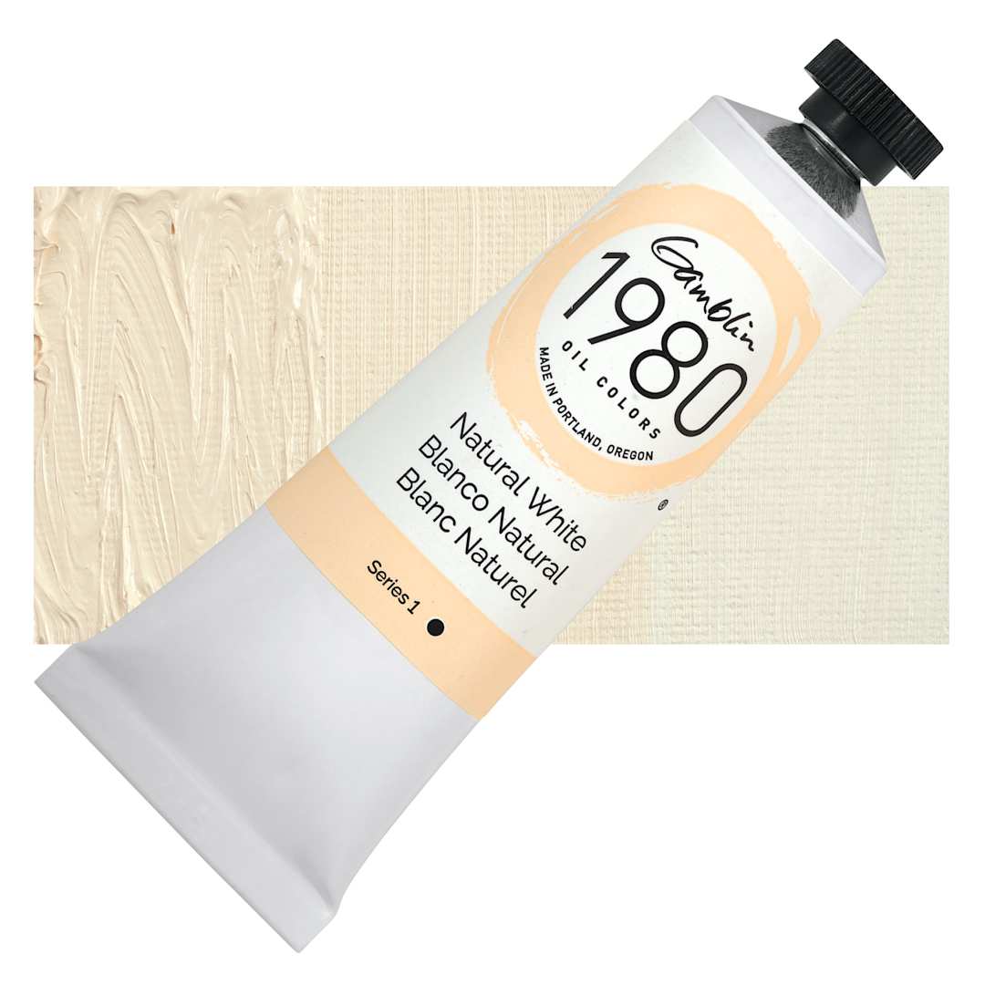 Open in modal - Gamblin 1980 Oils - Natural White, 37 ml tube and swatch