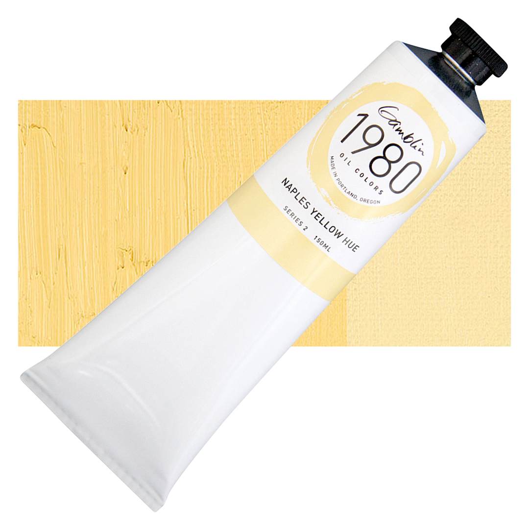 Open in modal - Gamblin 1980 Oil Paint - Naples Yellow, 150 ml tube and swatch