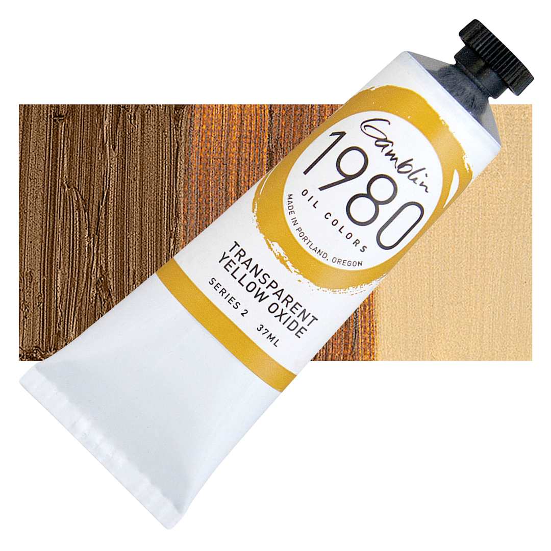 Open in modal - Gamblin 1980 Oil Paint - Transparent Yellow Oxide, 37 ml tube and swatch