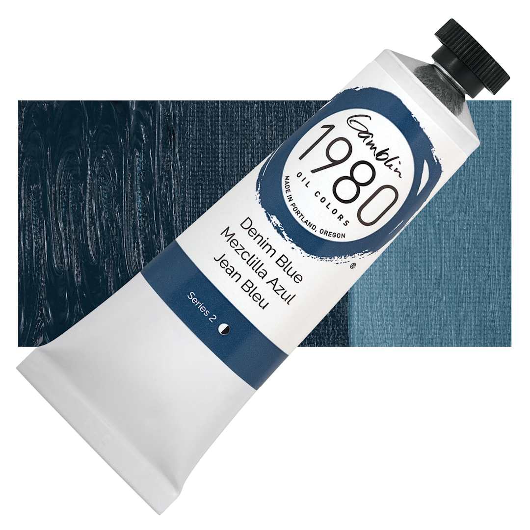 Open in modal - Gamblin 1980 Oils - Denim, 37 ml tube and swatch