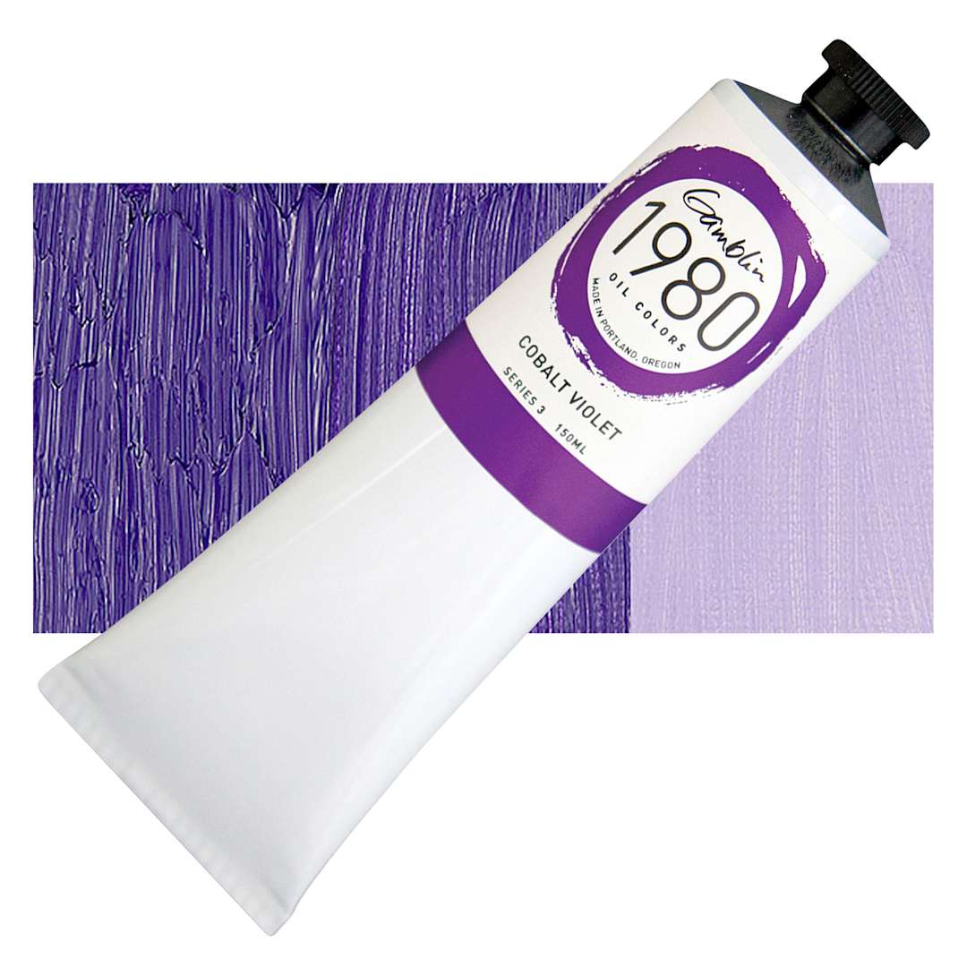 Open in modal - Gamblin 1980 Oil Paint - Cobalt Violet, 150 ml tube and swatch
