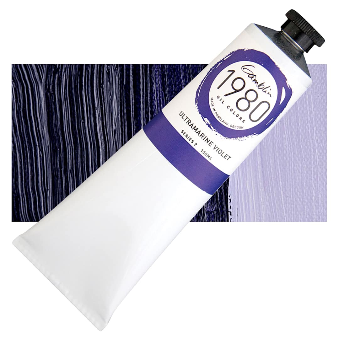 Open in modal - Gamblin 1980 Oil Paint - Ultramarine Violet, 150 ml tube and swatch