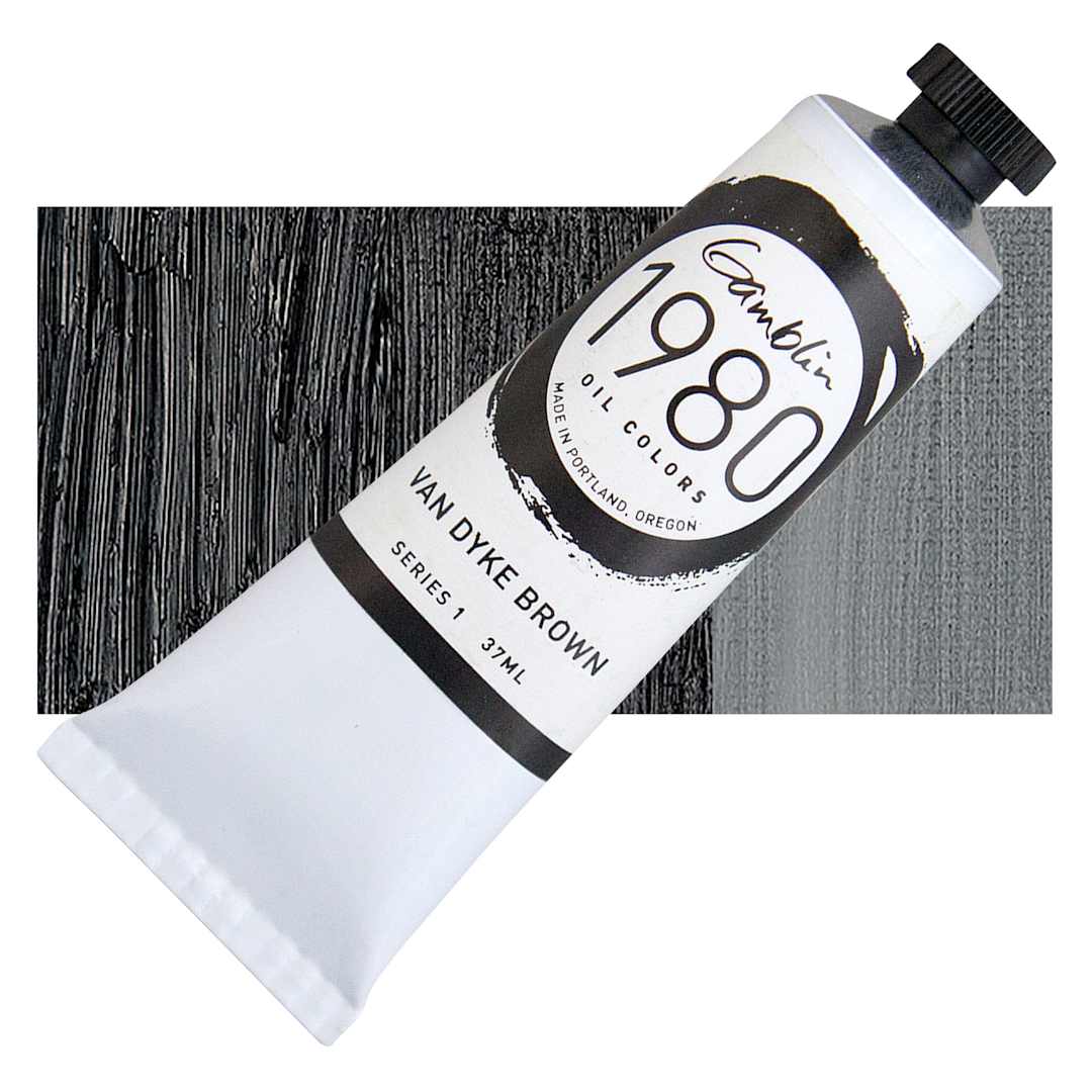 Open in modal - Gamblin 1980 Oil Paint - Van Dyke Brown, 37 ml tube and swatch
