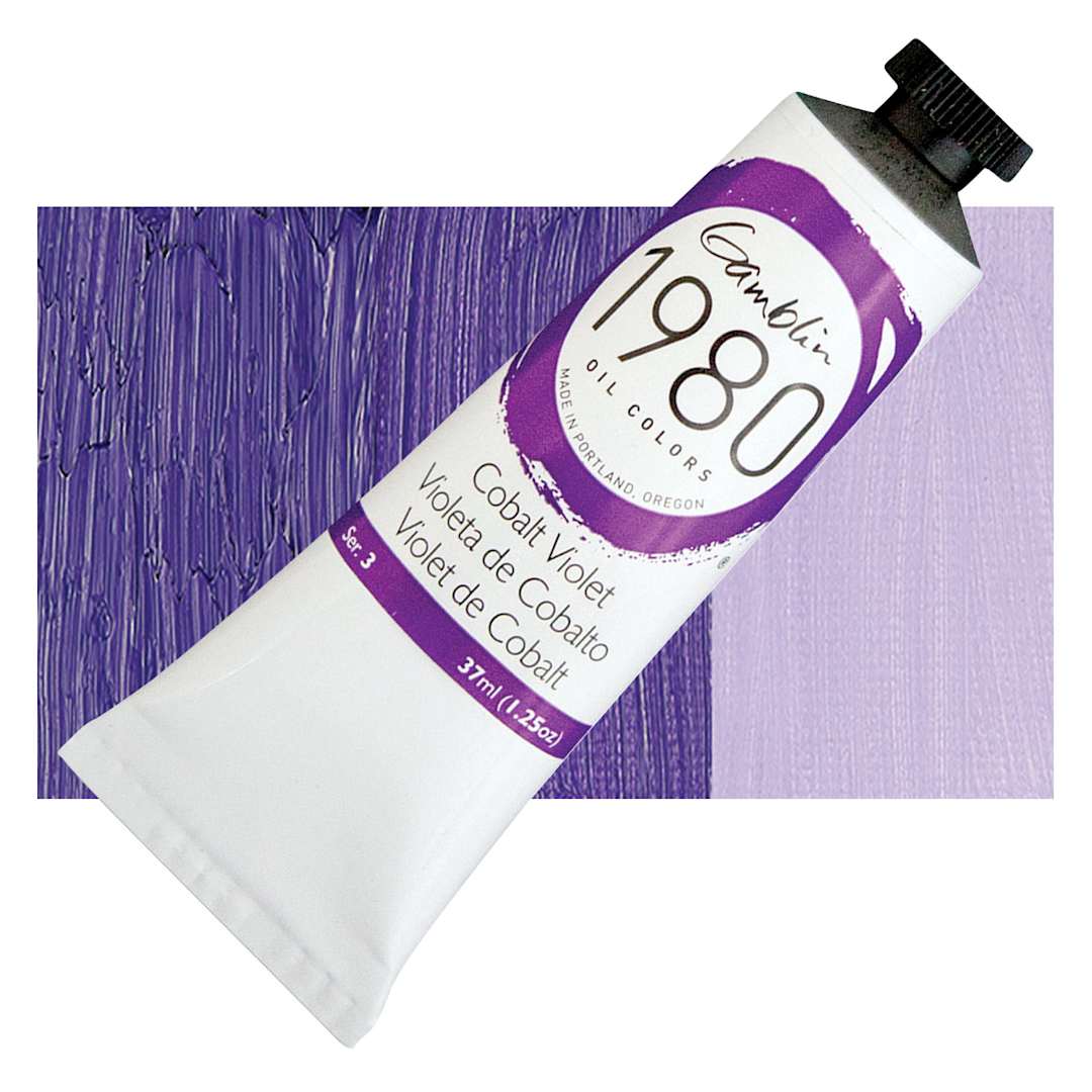 Open in modal - Gamblin 1980 Oil Paint - Cobalt Violet, 37 ml tube and swatch
