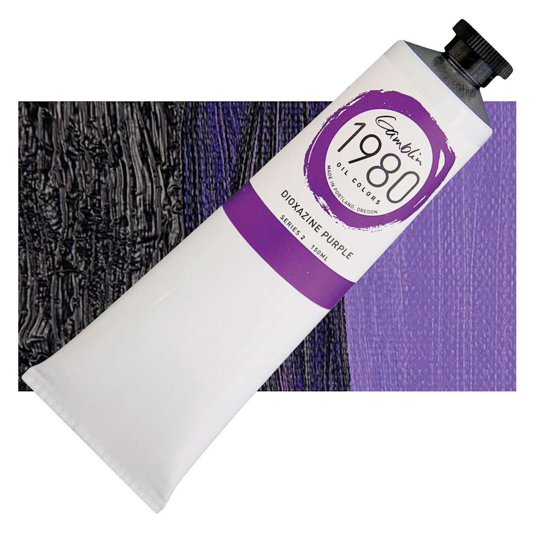 Open in modal - Gamblin 1980 Oil Paint - Dioxazine Purple, 150 ml tube and swatch