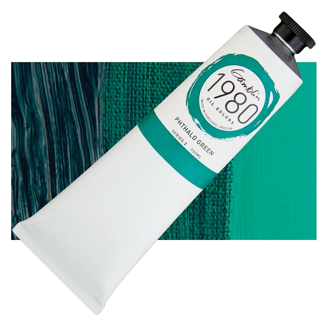 Open in modal - Gamblin 1980 Oil Paint - Phthalo Green, 150 ml tube and swatch