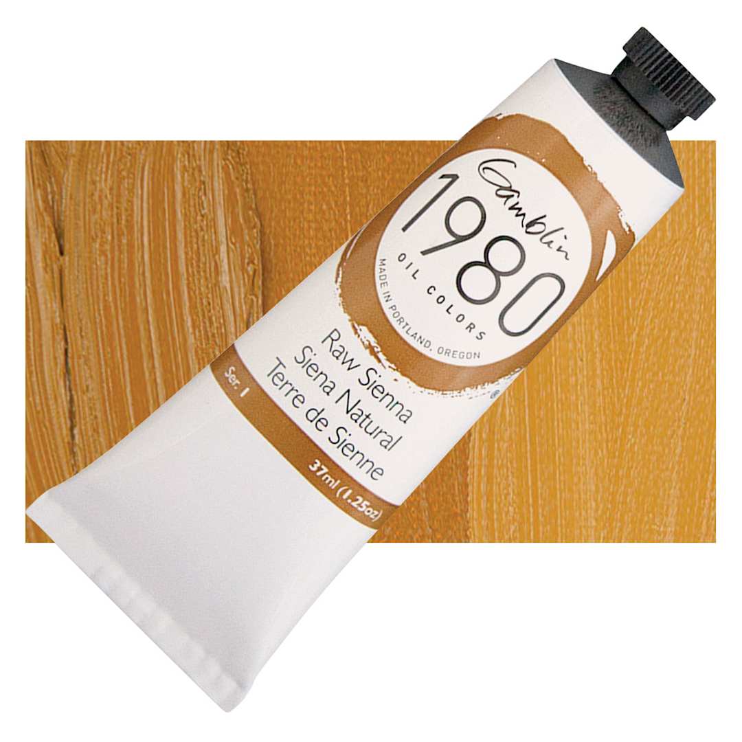 Open in modal - Gamblin 1980 Oil Paint - Raw Sienna, 37 ml tube and swatch