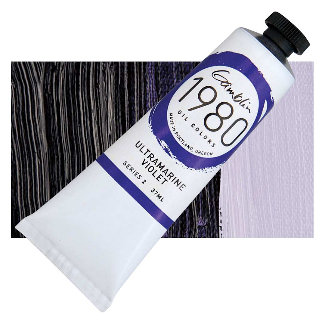 Open in modal - Gamblin 1980 Oil Paint - Ultramarine Violet, 37 ml tube and swatch