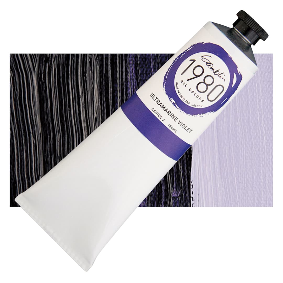Open in modal - Gamblin 1980 Oil Paint - Ultramarine Violet, 150 ml tube and swatch