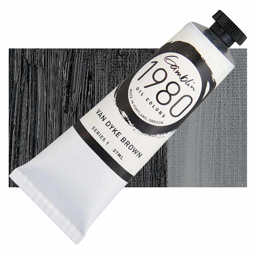 Open in modal - Gamblin 1980 Oil Paint - Van Dyke Brown, 37 ml tube and swatch