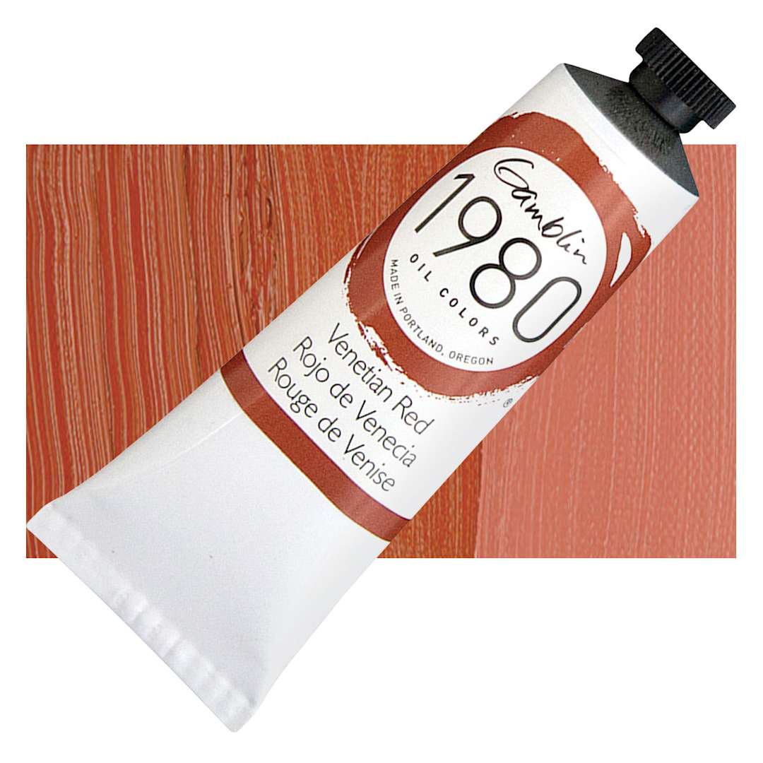 Open in modal - Gamblin 1980 Oil Paint - Venetian Red, 37 ml tube and swatch
