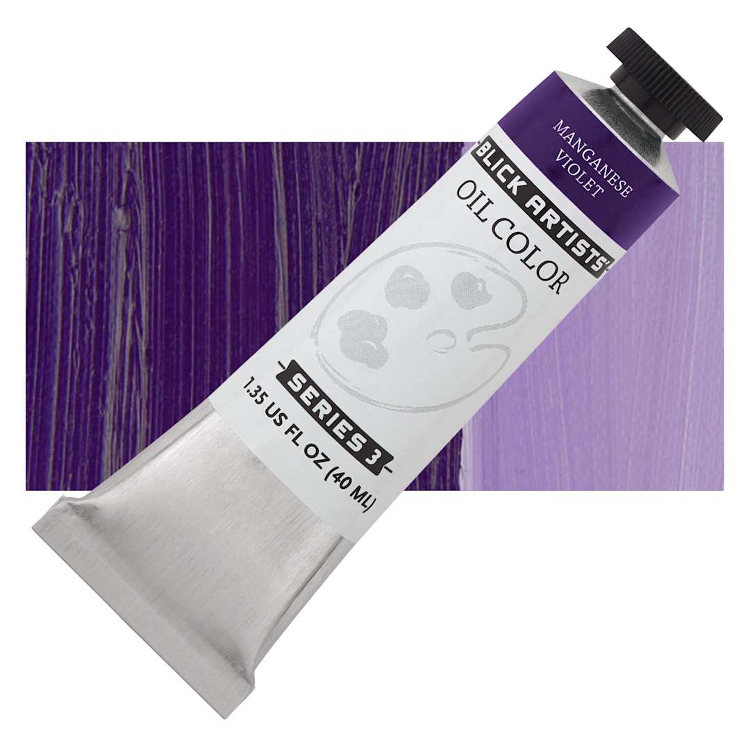 Open in modal - Blick Artists' Oil Paint - Manganese Violet, 40 ml tube and swatch