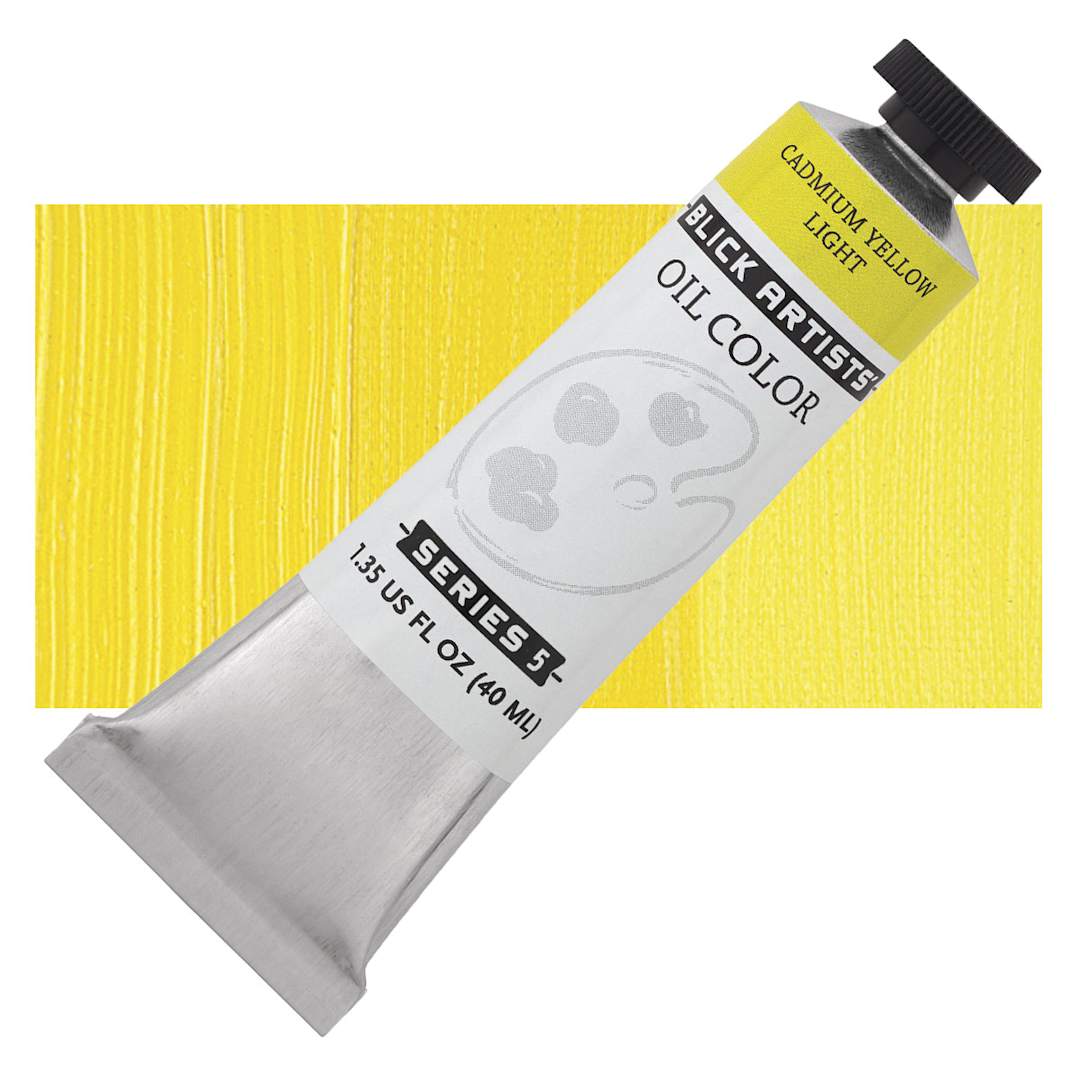 Open in modal - Blick Artists' Oil Paint - Cadmium Yellow Light, 40 ml tube and swatch