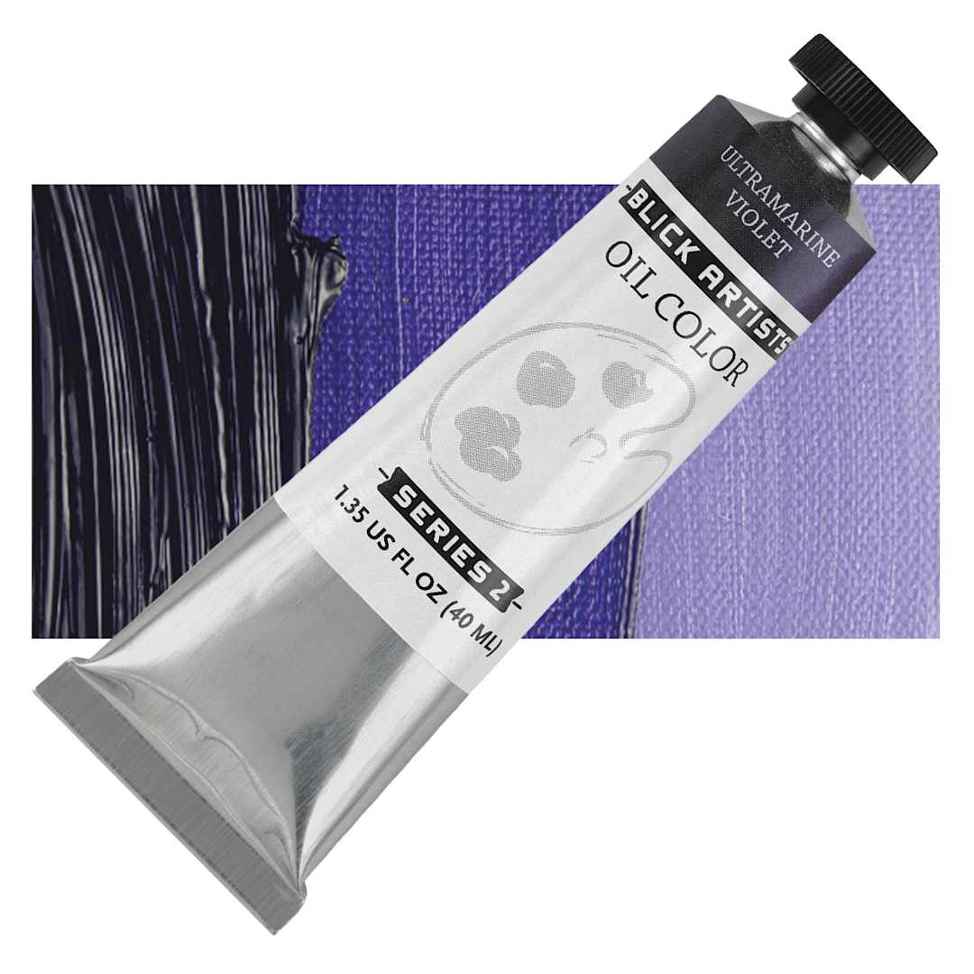 Open in modal - Blick Artists' Oil Paint - Ultramarine Violet, 40 ml tube and swatch