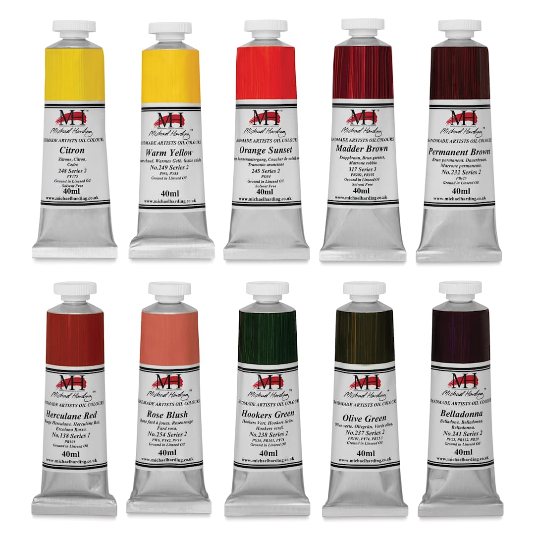 Open in modal - Michael Harding Artists Oil Color - Set of 10, Whitechapel Colors, 40 ml Tubes