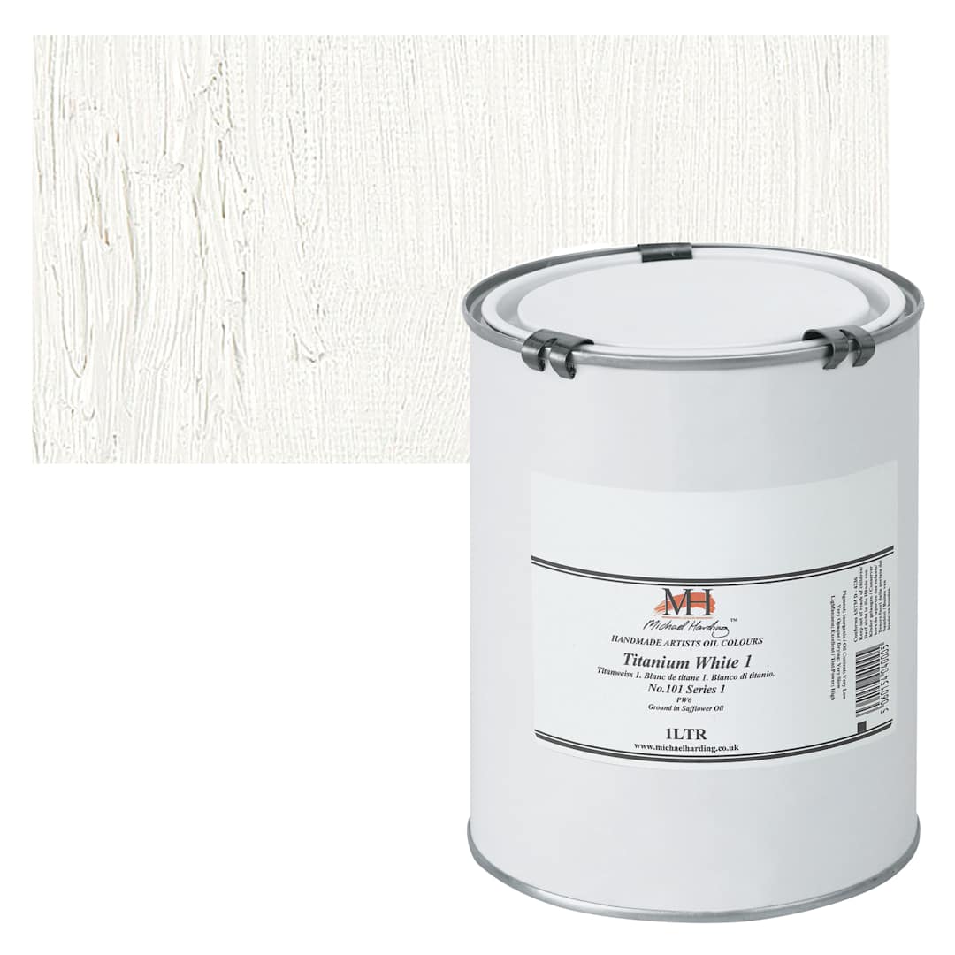 Open in modal - Michael Harding Artists Oil Paint - Titanium White No. 1, 1 Liter and swatch
