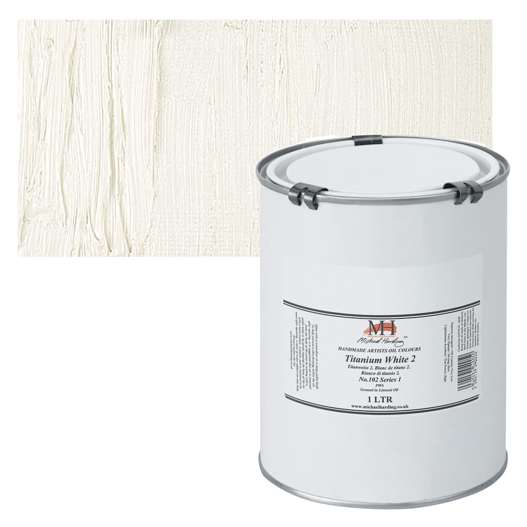Open in modal - Michael Harding Artists Oil Paint - Titanium White No. 2, 1 Liter and swatch