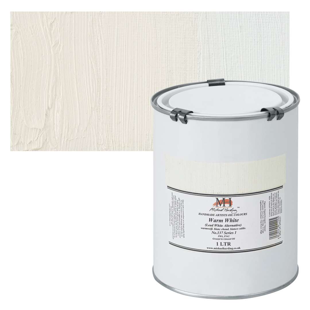 Open in modal - Michael Harding Artists Oil Paint - Warm White, 1 Liter and swatch