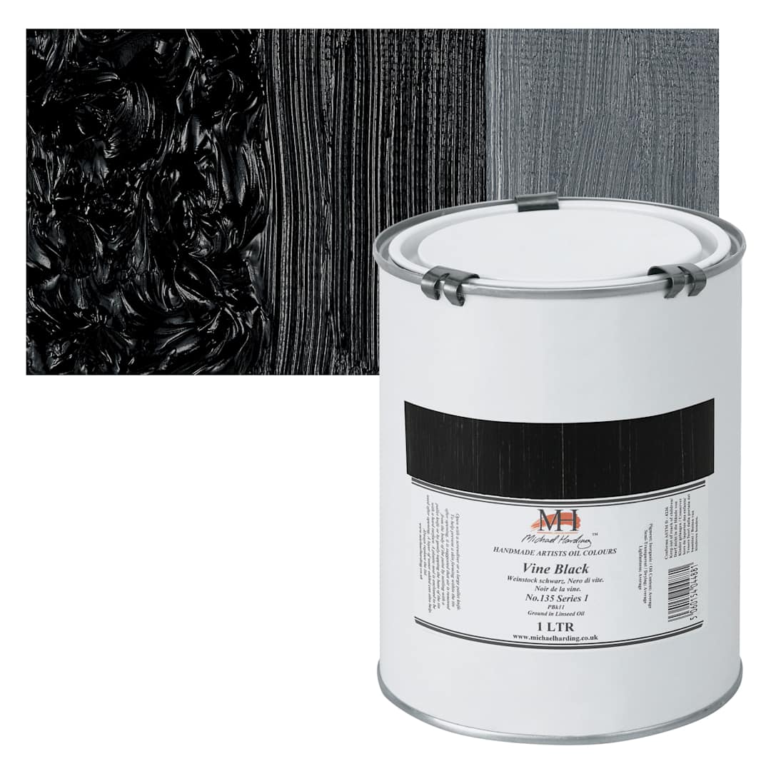 Open in modal - Michael Harding Artists Oil Paint - Vine Black, 1 Liter and swatch