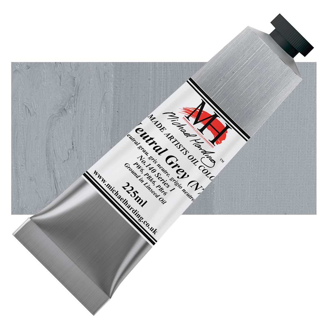 Open in modal - Michael Harding Artists Oil Color - Neutral Gray N7, 225 ml tube and swatch