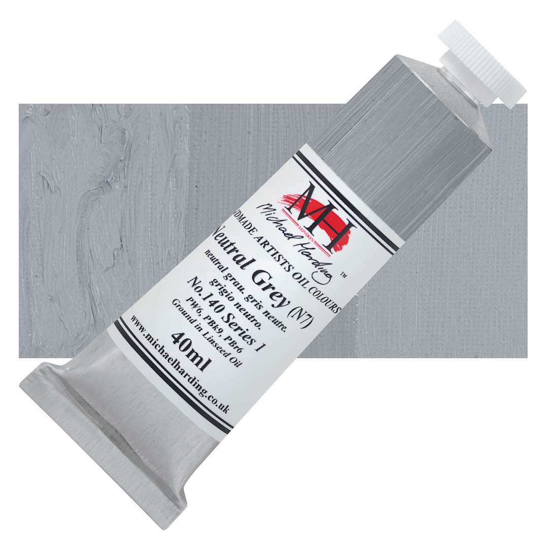 Open in modal - Michael Harding Artists Oil Color - Neutral Gray N7, 40 ml tube and swatch