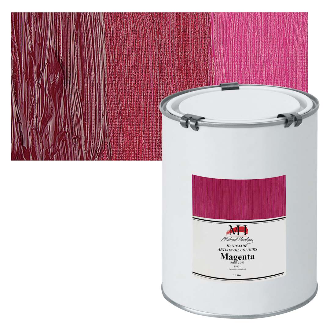 Open in modal - Michael Harding Artists Oil Paint - Magenta, 1 Liter and swatch