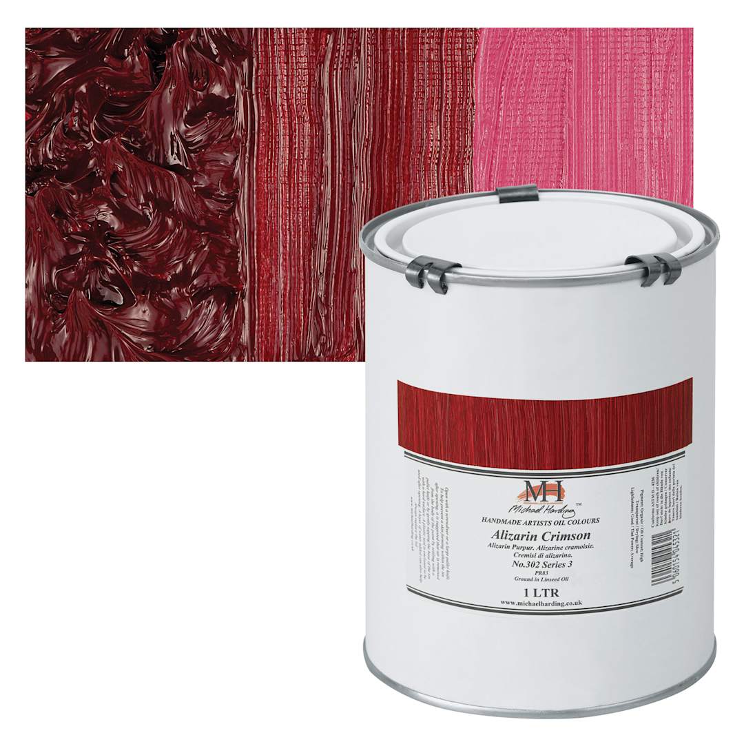 Open in modal - Michael Harding Artists Oil Paint - Alizarin Crimson, 1 Liter and swatch