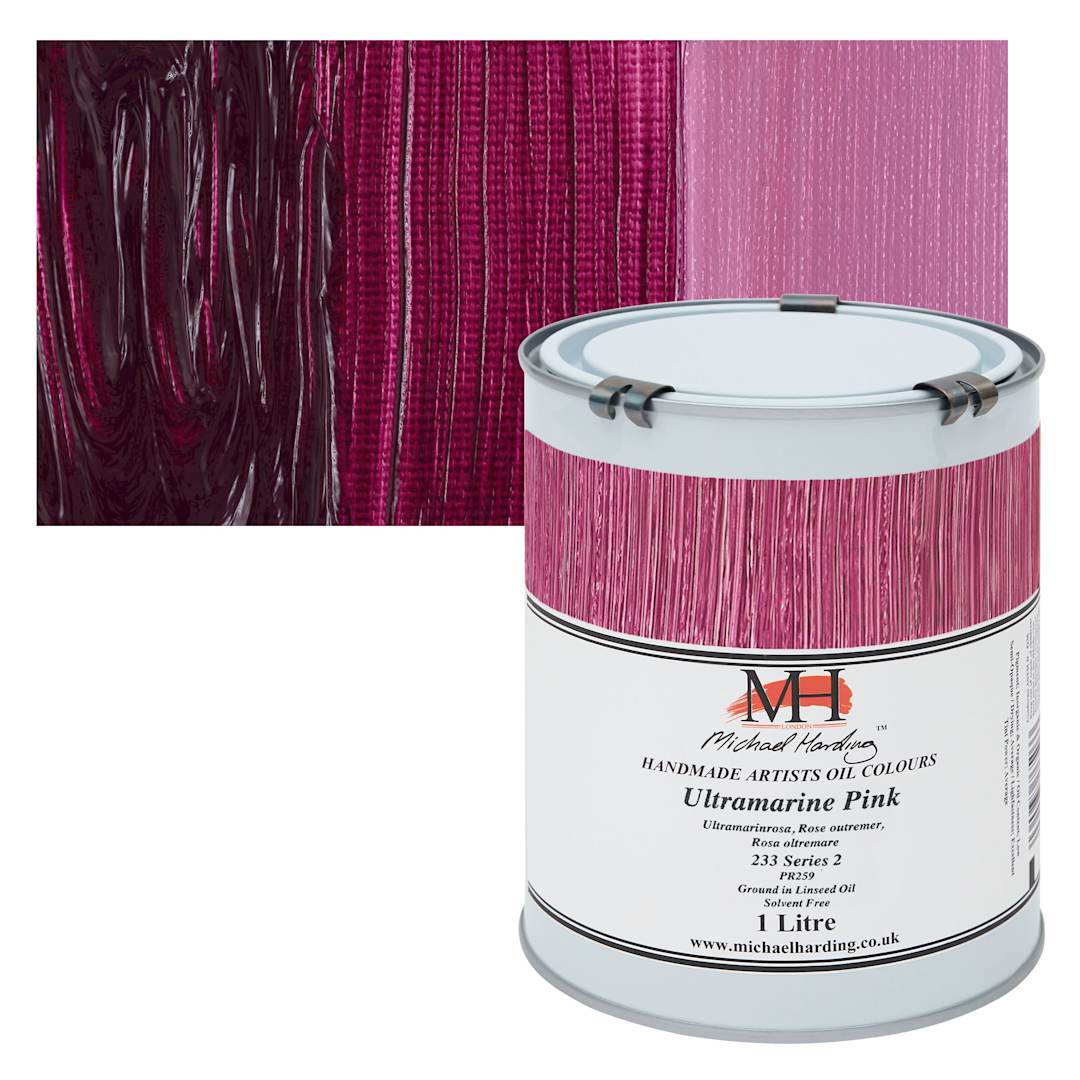 Open in modal - Michael Harding Artists Oil Color - Ultramarine Pink, 1 Liter can and swatch