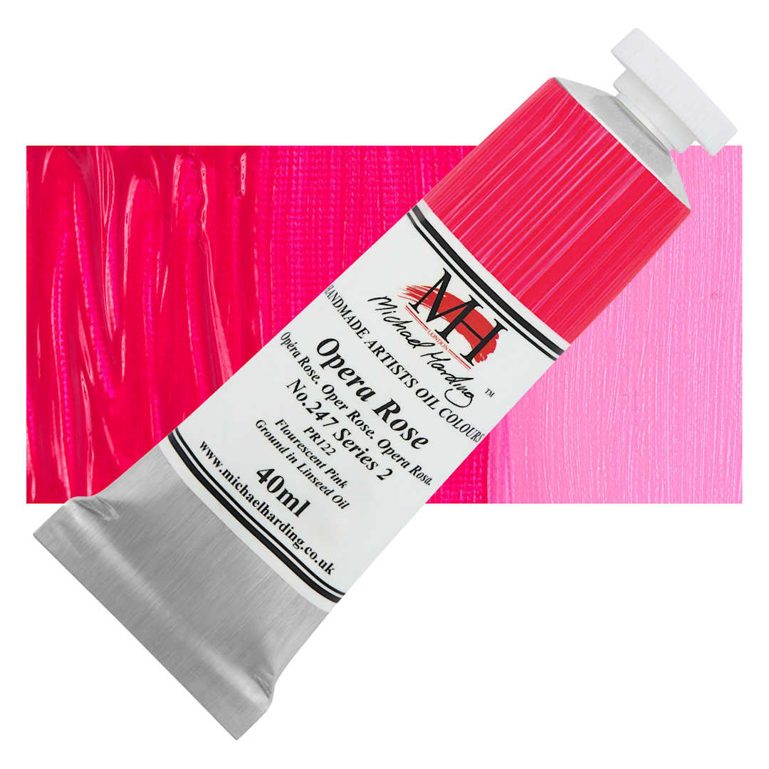 Open in modal - Michael Harding Artists Oil Color - Opera Rose, 40 ml tube and swatch