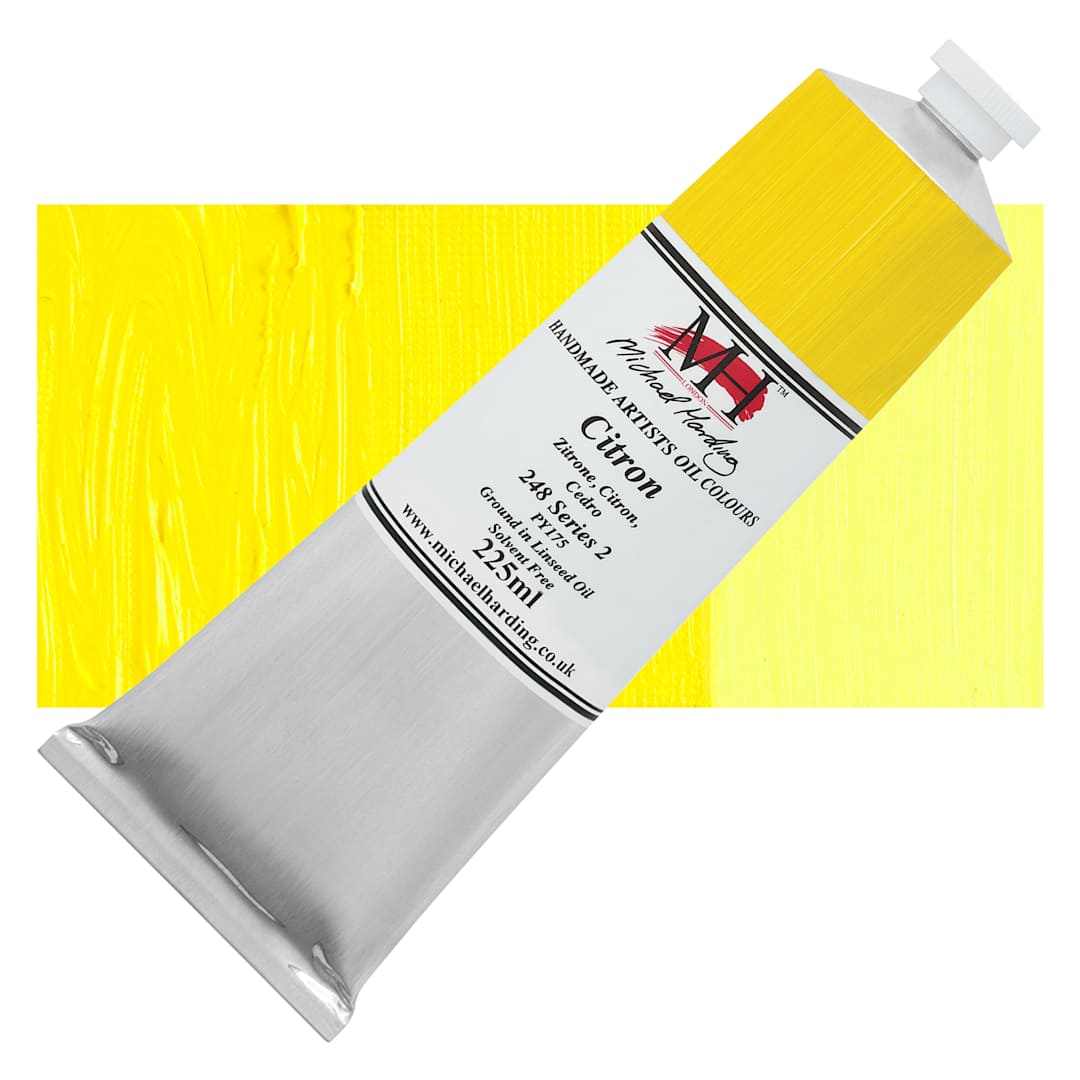 Open in modal - Michael Harding Artists Oil Color - Citron, 225 ml tube and swatch