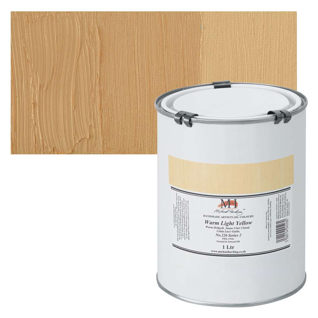 Open in modal - Michael Harding Artists Oil Paint - Warm Light Yellow, 1 Liter and swatch