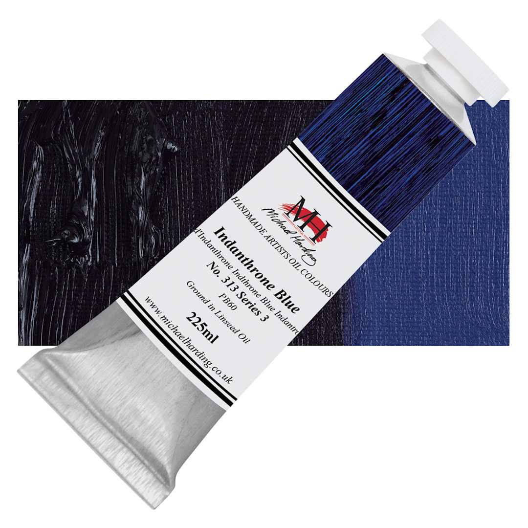 Open in modal - Michael Harding Artists Oil Paint - Indanthrone Blue, 225 ml, Tube and swatch