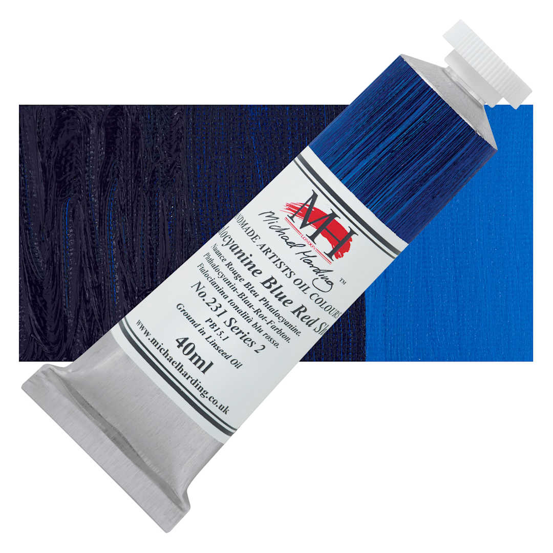 Open in modal - Michael Harding Artists Oil Color - Phthalo Blue Red Shade, 40 ml tube and swatch