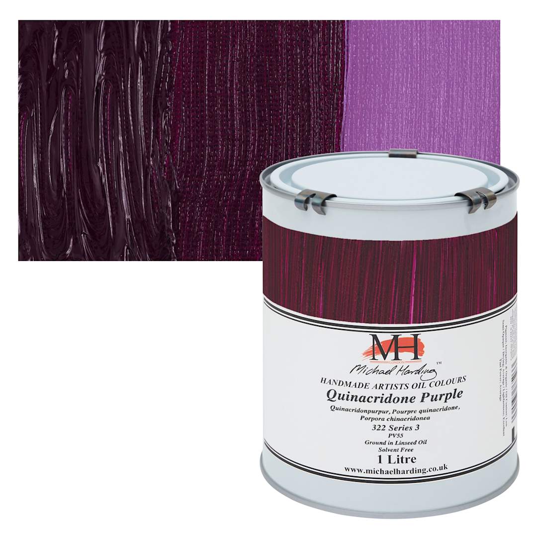 Open in modal - Michael Harding Artists Oil Color - Quinacridone Purple, 1 Liter can and swatch