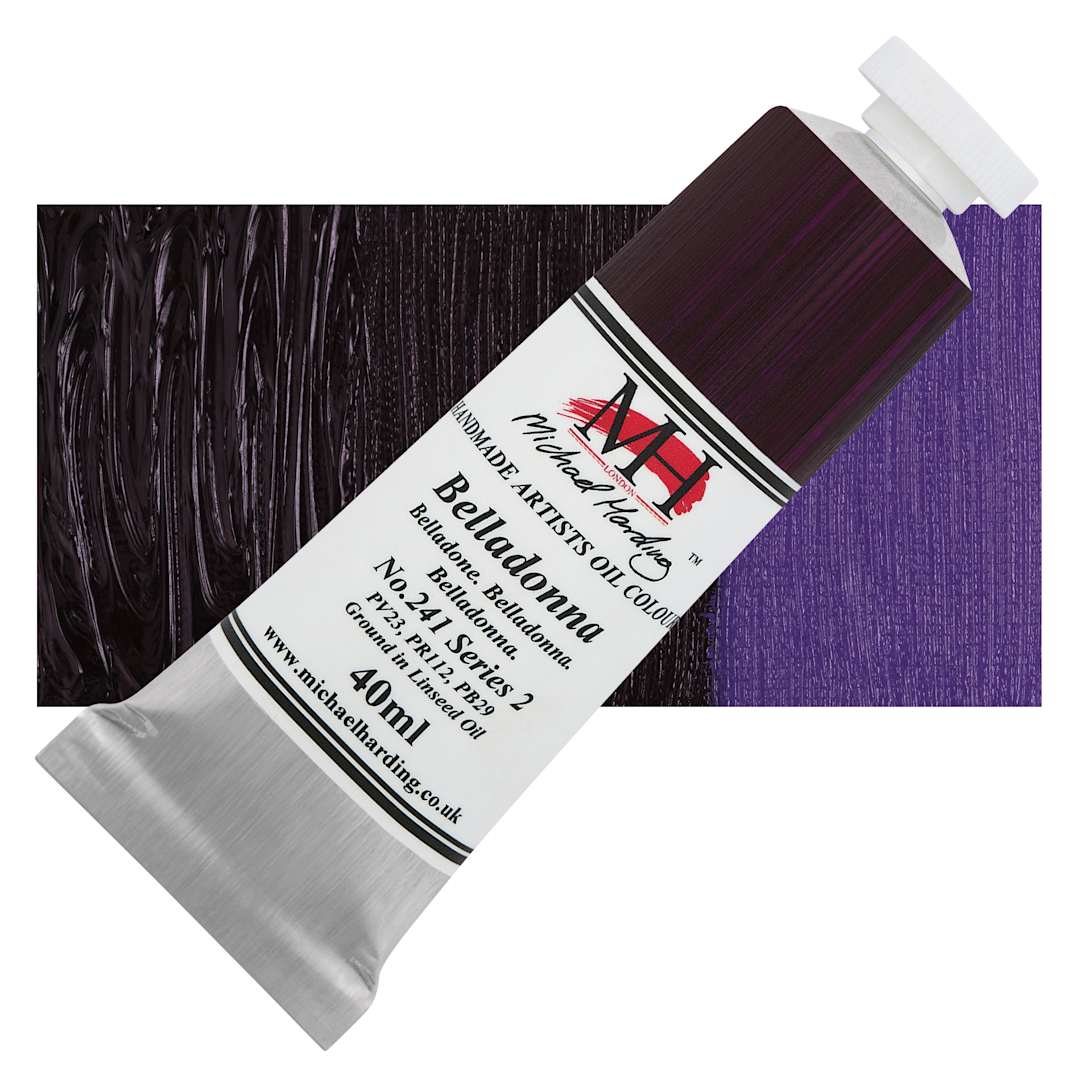 Open in modal - Michael Harding Artists Oil Color - Belladonna, 40 ml tube and swatch