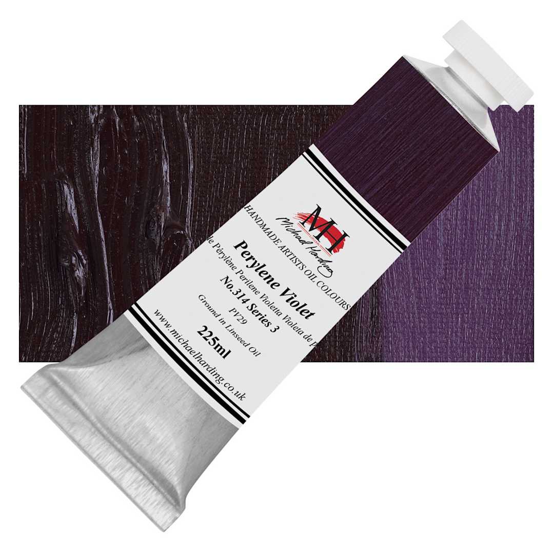 Open in modal - Michael Harding Artists Oil Paint - Perylene Violet, 225 ml, Tube and swatch