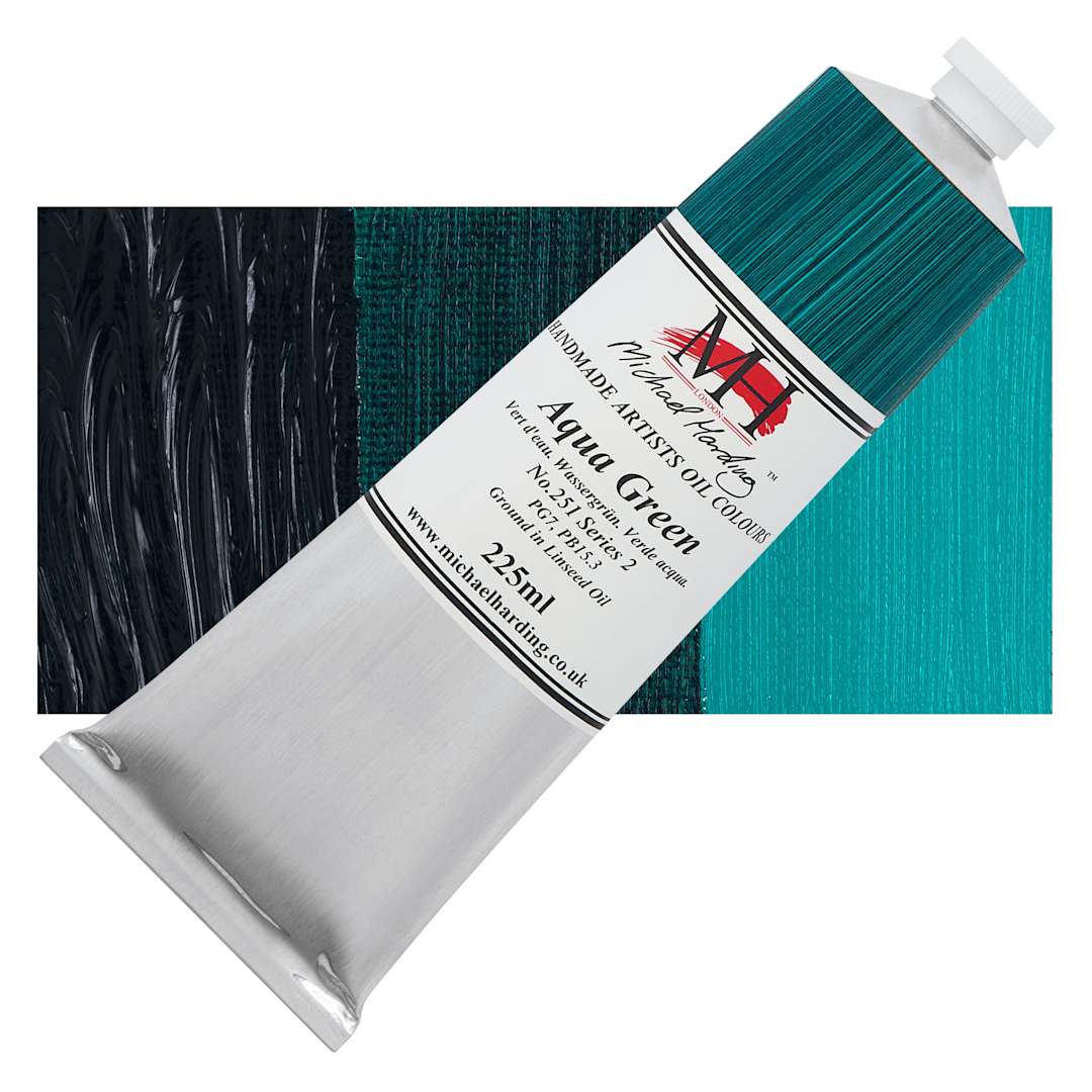 Open in modal - Michael Harding Artists Oil Color - Aqua Green, 225 ml tube and swatch