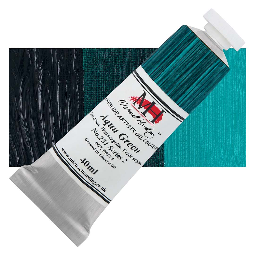 Open in modal - Michael Harding Artists Oil Color - Aqua Green, 40 ml tube and swatch