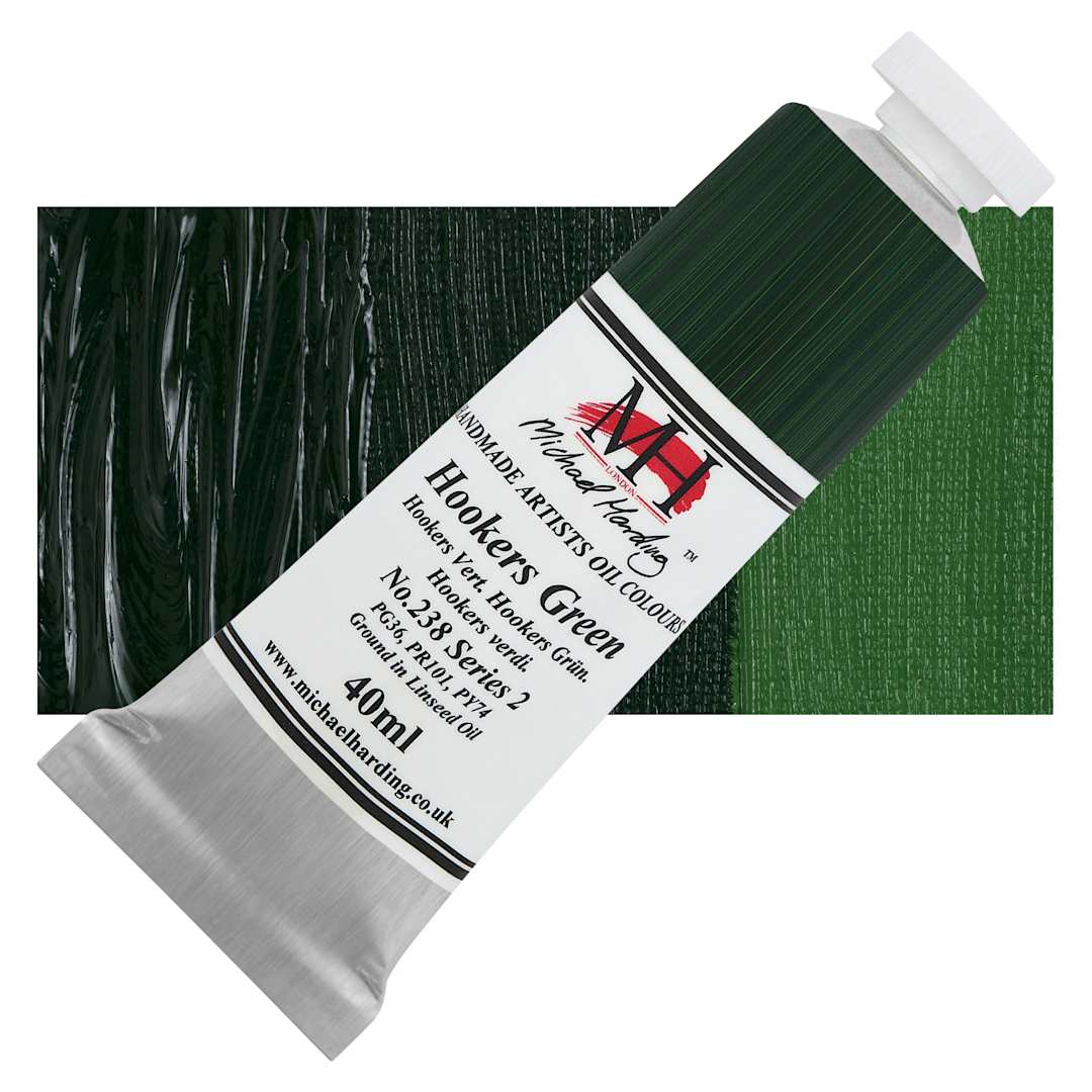 Open in modal - Michael Harding Artists Oil Color - Hookers Green, 40 ml tube and swatch