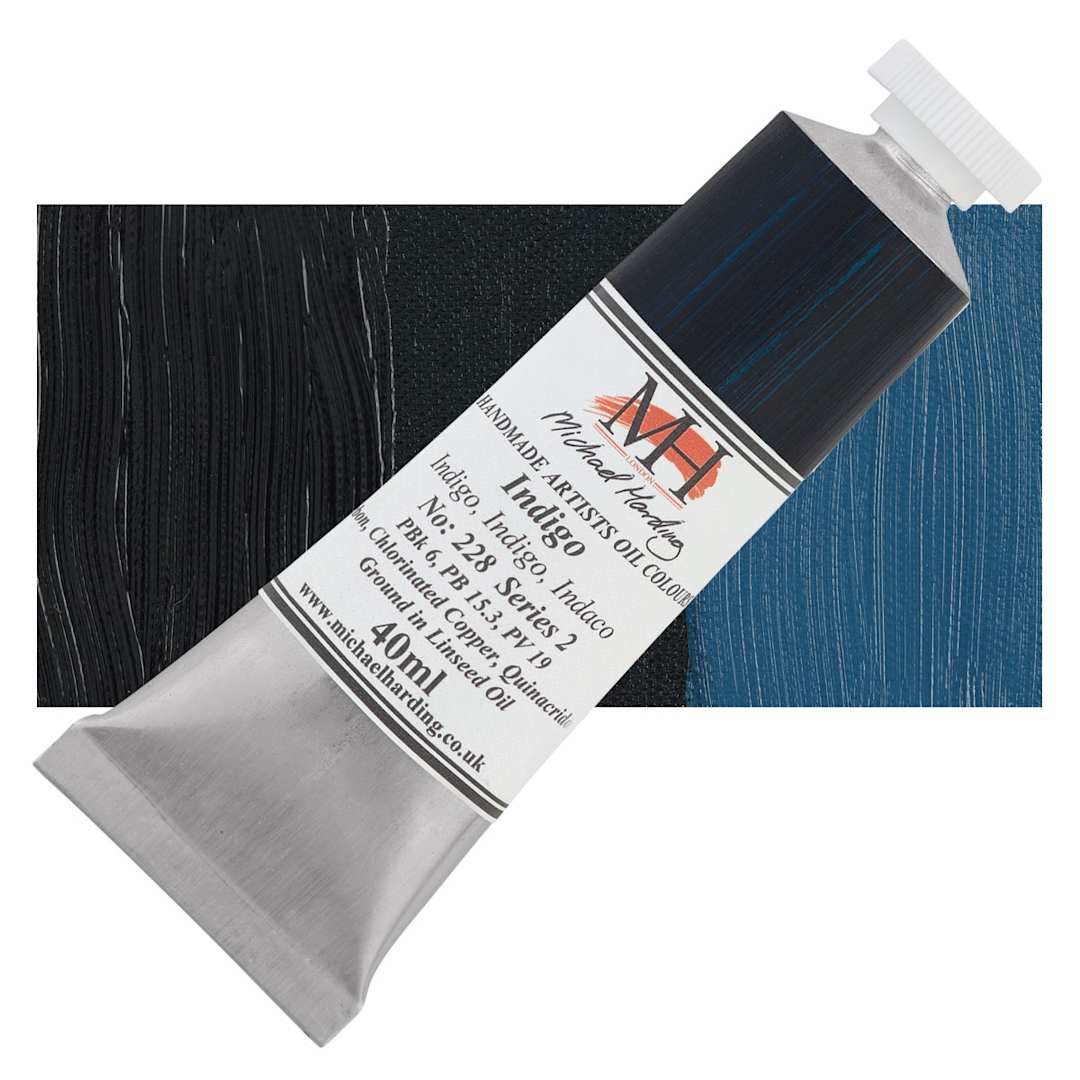 Open in modal - Michael Harding Artists Oil Paint - Indigo, 40 ml tube and swatch