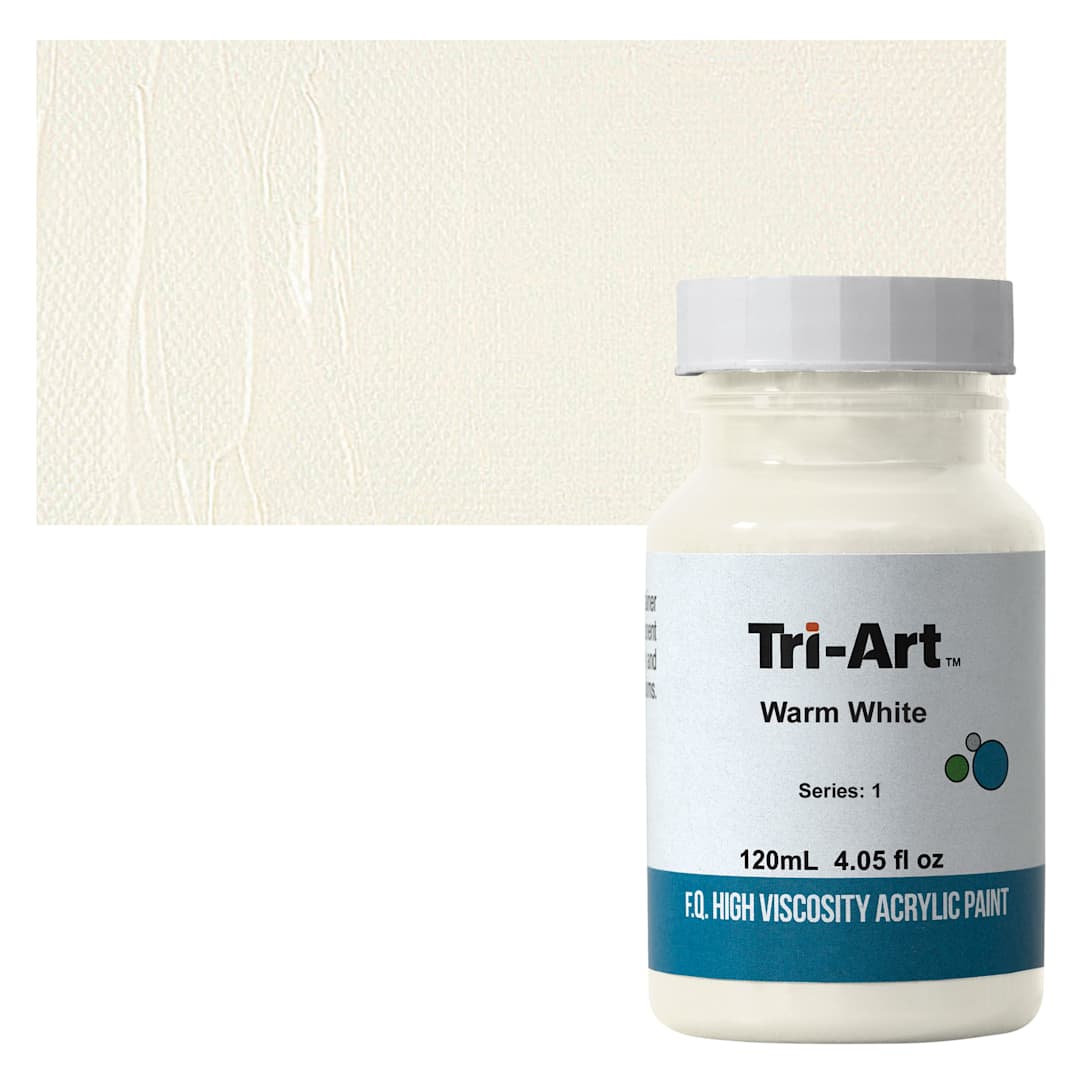 Open in modal - Tri-Art High Viscosity Artist Acrylic - Warm White, 120 ml jar and swatch