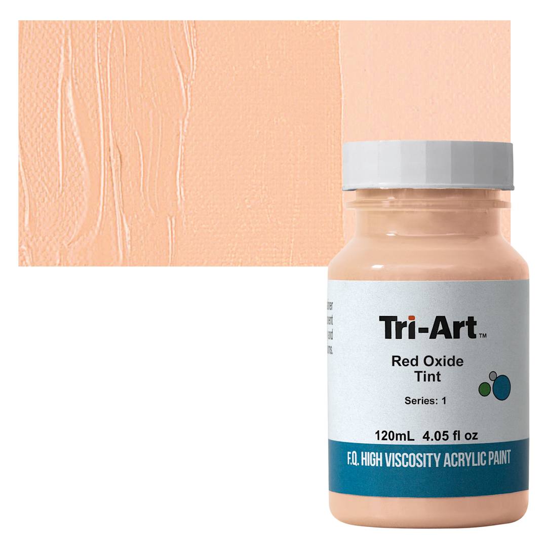 Open in modal - Tri-Art High Viscosity Artist Acrylic - Red Oxide Tint, 120 ml jar and swatch