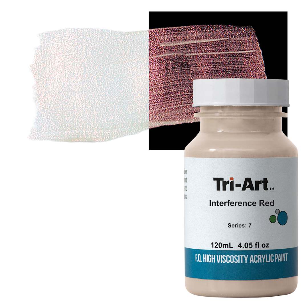 Open in modal - Tri-Art High Viscosity Artist Acrylic - Interference Red, 120 ml jar and swatch