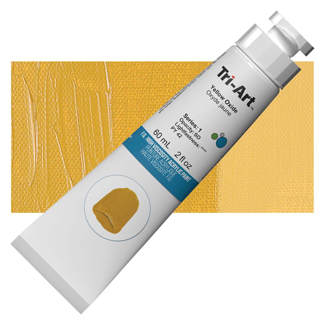Open in modal - Tri-Art High Viscosity Artist Acrylic - Yellow Oxide, 60 ml tube and swatch