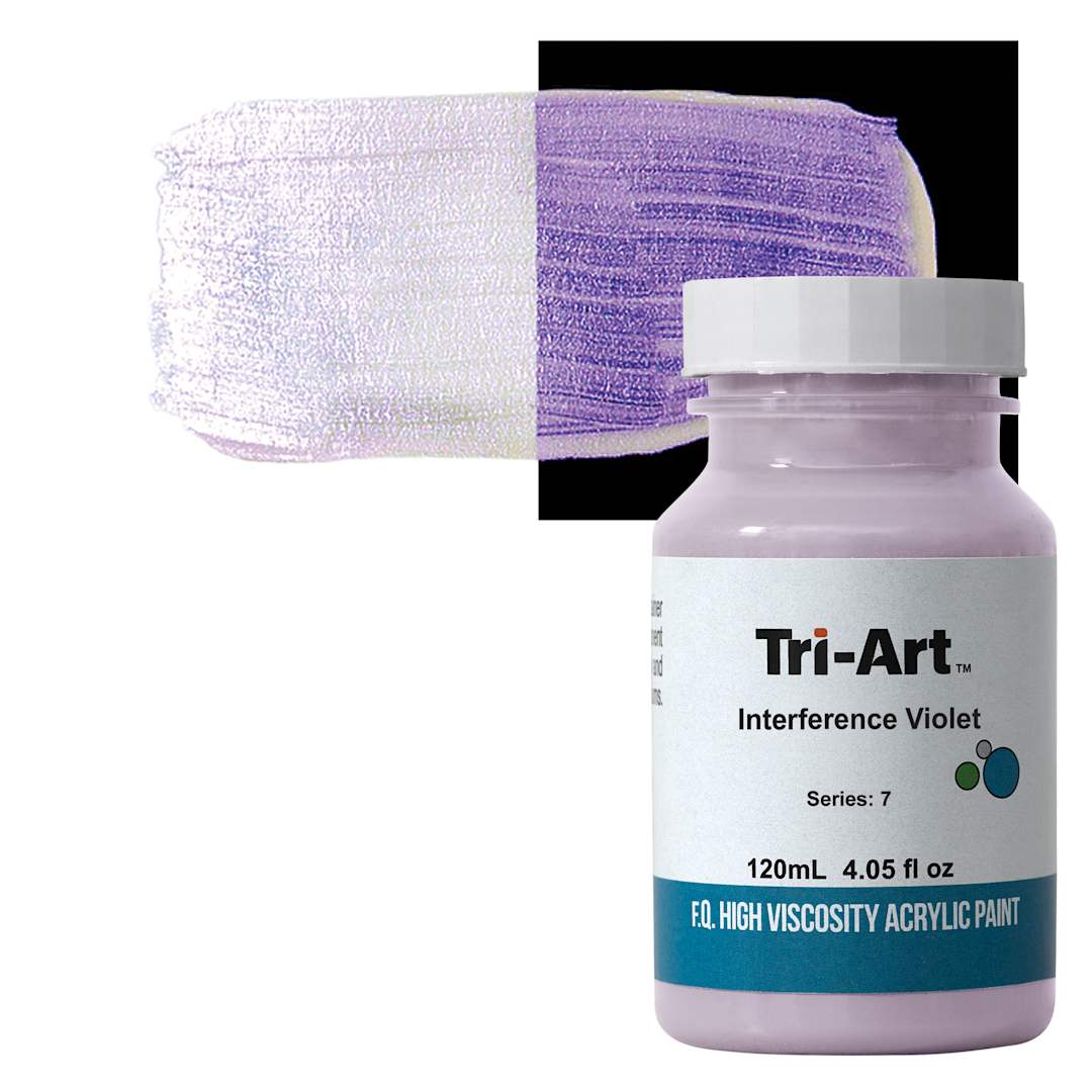 Open in modal - Tri-Art High Viscosity Artist Acrylic - Interference Violet, 120 ml jar and swatch