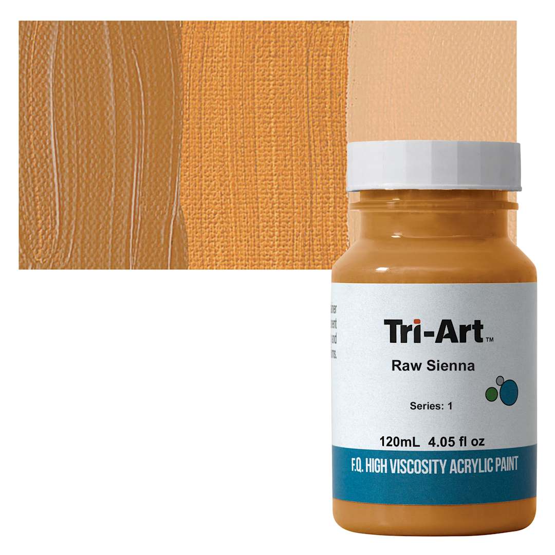 Open in modal - Tri-Art High Viscosity Artist Acrylic - Raw Sienna, 120 ml jar and swatch