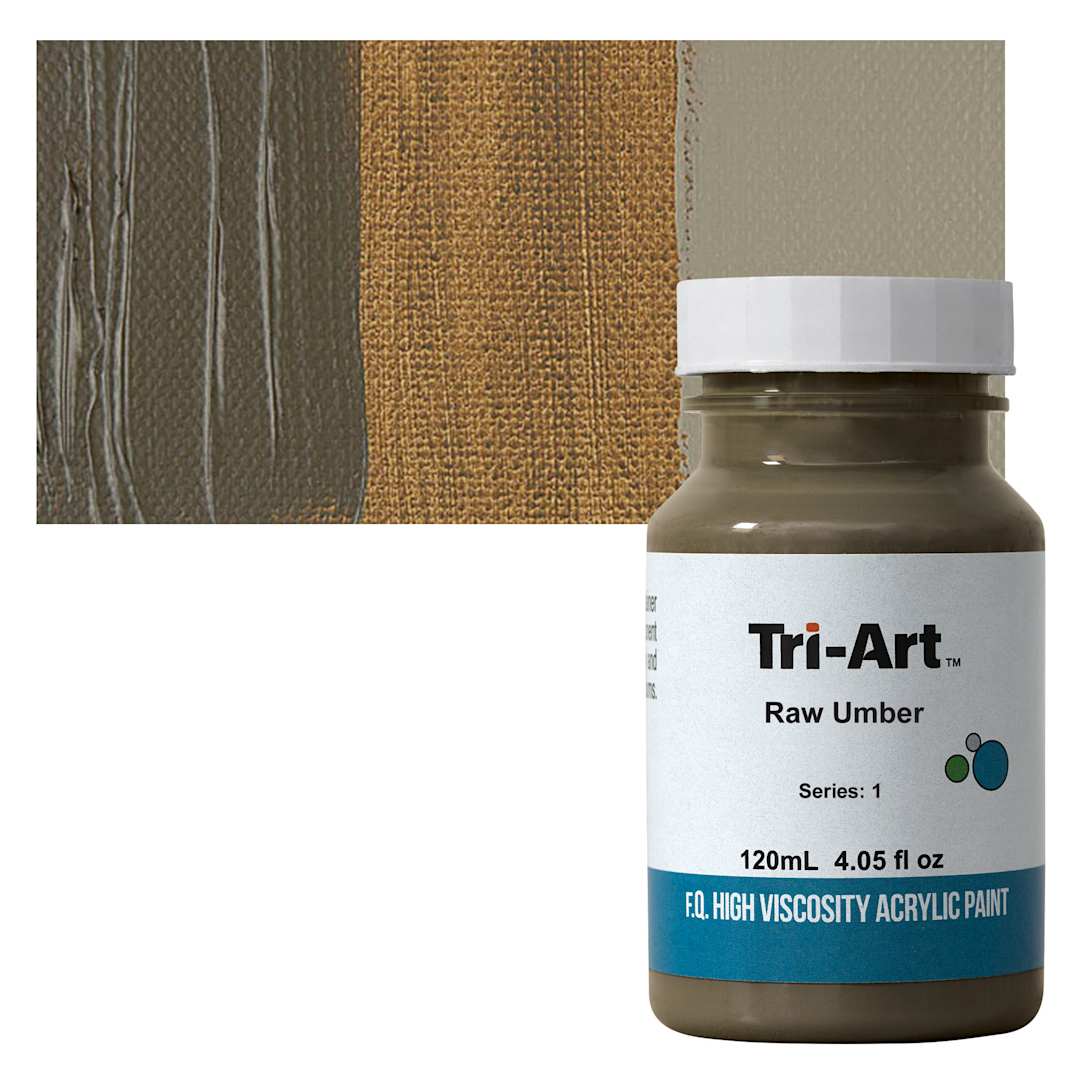 Open in modal - Tri-Art High Viscosity Artist Acrylic - Raw Umber, 120 ml jar and swatch
